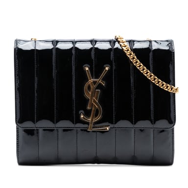 Saint Laurent Pre-owned Medium Vicky Umhängetasche, lackiertes Leder, pre-owned - Schwarz