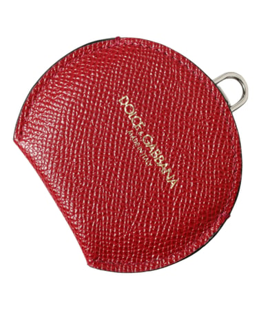Rotes Leder Runde Münzgeldbörse