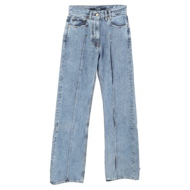 Jacquemus Le Raphia Straight-Leg Jeans aus blauem Baumwoll-Denim