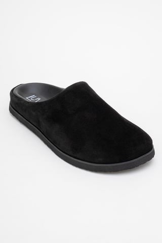 Forever & Always Suede-Leder-Slide-Sandale - Schwarz