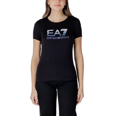 EA7 Emporio Armani Schwarzes Baumwoll-T-Shirt
