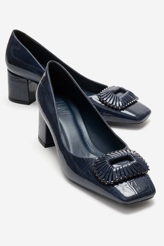 Velora Schnalle Eckige Zehenpartie Blockabsatz Pumps (Damen)