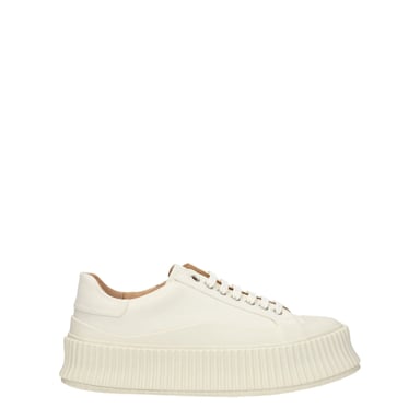Jil Sander Weiße Stoff-Plattform-Sneaker