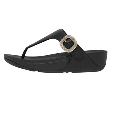 Fit Flop - "Lulu" Kristallstein Schnalle Sandalen für Damen, Leder (Schwarz)