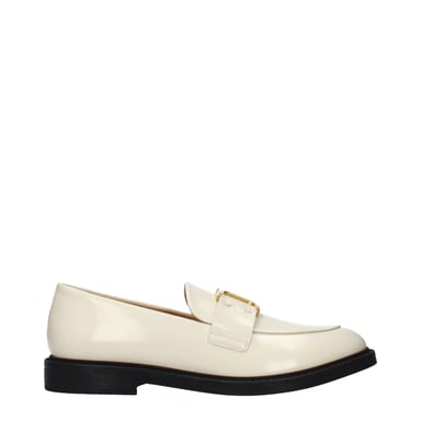 Chloé Beigefarbene Leder Slipper