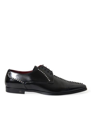 Dolce & Gabbana Schwarze Leder Kristall Kleidschuhe