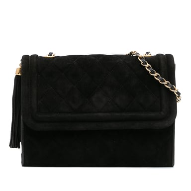 Gebrauchte gesteppte Wildleder-Tassel-Umschlagtasche