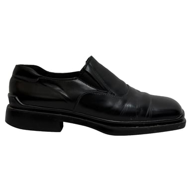 Prada Schwarzleder Slipper mit quadratischer Zehenpartie