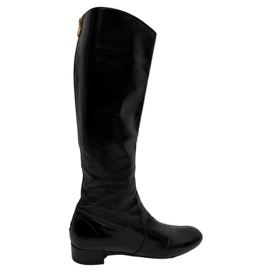 Prada Reißverschluss-Knielange Stiefel aus schwarzem Leder