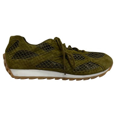 Bottega Veneta Orbit Sneakers aus olivgrünem Wildleder