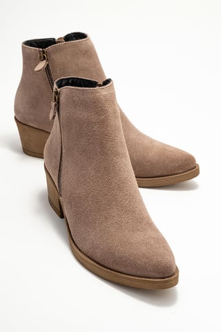 Jayer Leder Doppelreißverschluss Blockabsatz Stiefel (Damen)