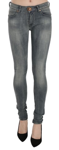 PLEIN SUD Blue Washed Niedrige Taille Slim Fit Skinny Denim Freizeitjeans