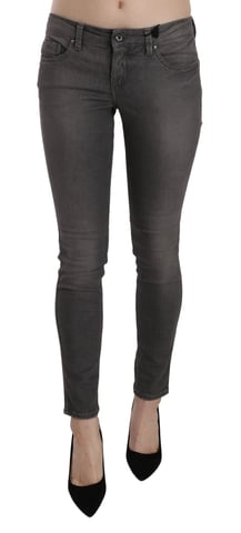 Costume National Graue gewaschene Low-Waist Skinny Jeans