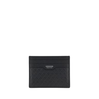 Ferragamo Schwarze Kalbsleder Bos Taurus Geldbörse