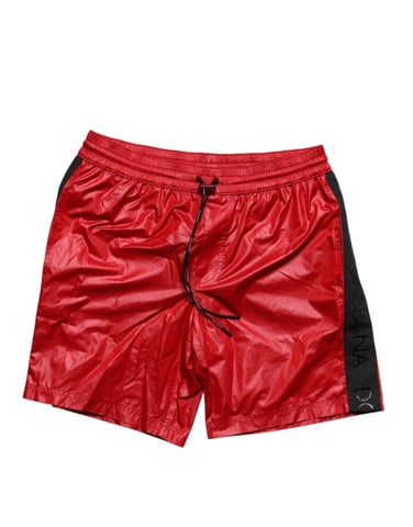 Dolce & Gabbana Rote Polyester Strandshorts 2-teiliges Schwimmoutfit
