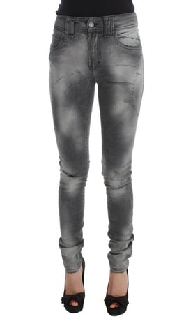 John Galliano Graue Waschung Baumwollmischung Slim Fit Denim Jeanshosen