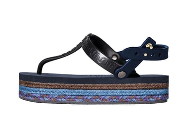 Raffia Deluxe Sandalen-Flip-Flops, Marineblau