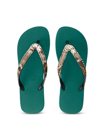 Python Taupe Flip Flop Waldgrün