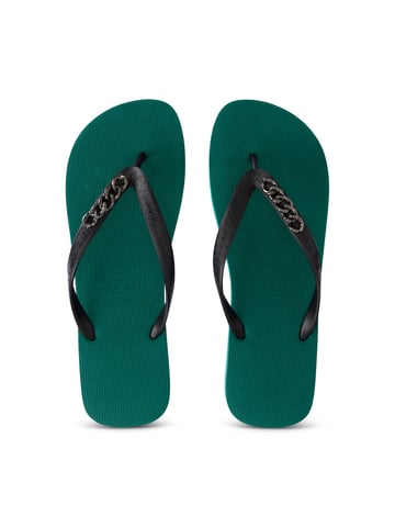 Silberne kleine Flip-Flops, Waldgrün