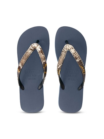 Python-Flip-Flop in Taupe, Marineblau