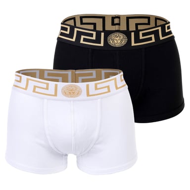 Versace Bi-Pack Trunk Jersey Topeka Bi-Stretch Cotton Organic New Logo Boxer Shorts