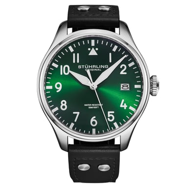 Montre de pilote Stührling Airman 4078 Quartz pour homme, 43 mm