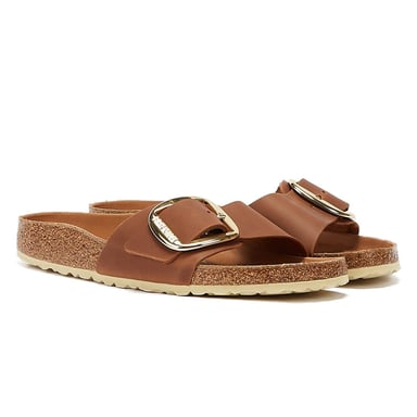 Birkenstock Madrid Große Schnalle Geöltes Leder Damen Cognac Sandalen