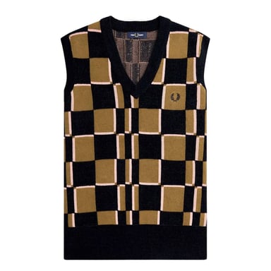 Fred Perry Navy Glitch Chequerboard Shaded Stone Stricktank