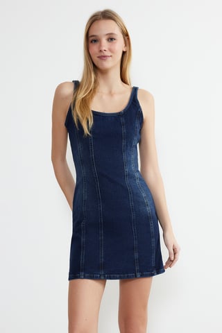 Damen Midi-Kleid, ärmellos, lässig/figurbetont
