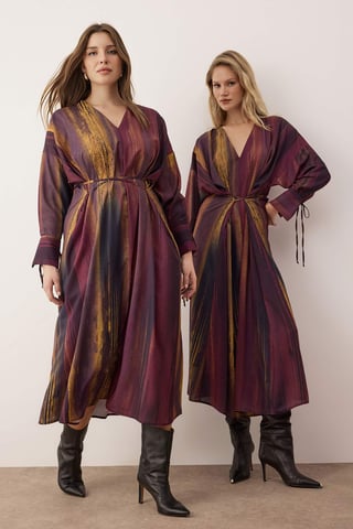 Lila Abstrakt Maxi-Kleid für Damen, lang und lässig, lässig