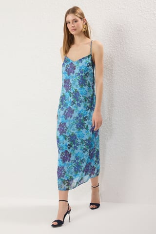 Damen-Maxikleid mit Blumenmuster, locker fallend, für Tag und Nacht