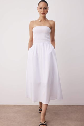 Damen Unifarbenes ärmelloses Maxikleid im Skater-Stil