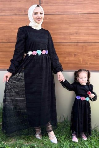 Spitzen Mutter Kleid Schwarz