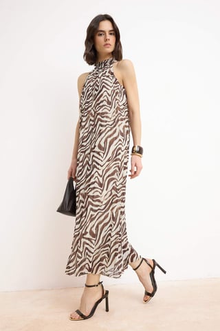 Damen Maxikleid mit Tiermotiv, ärmellos, lässig/alltagstauglich, A-Linie