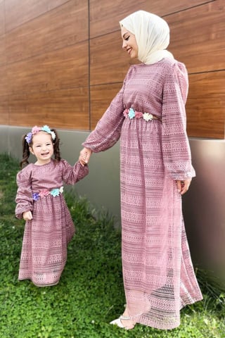 Spitzen Mutter Kleid Altrosa