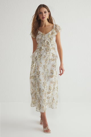 Geblümt Maxi-Kleid mit Spaghettiträgern für Damen, Abend-/Alltagskleid