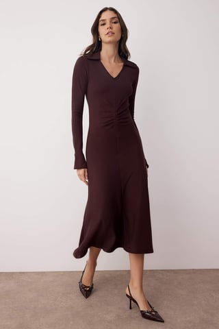 Unifarbenes, langes, lässiges, figurbetontes Maxikleid für Damen