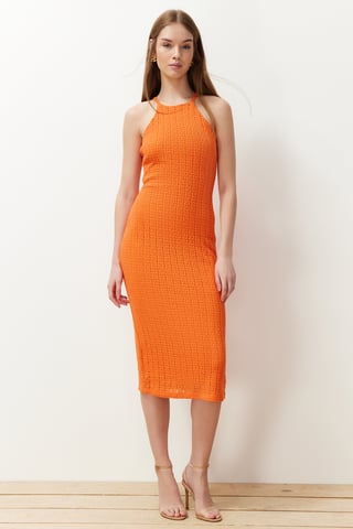 Damen-Midikleid in Unifarben mit Spaghettiträgern, lässig, normale Passform