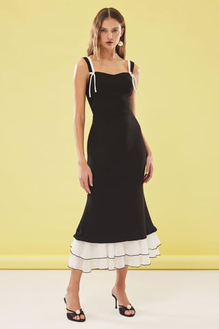 Mehrfarbiges, einfarbiges, mittellanges Spaghettiträger-Kleid für Damen, elegant/figurbetont