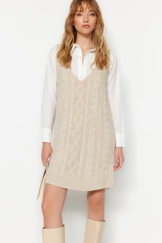 Graues Zopfmuster Mini-Spaghettiträger-Kleid für Damen, lässig, normale Passform