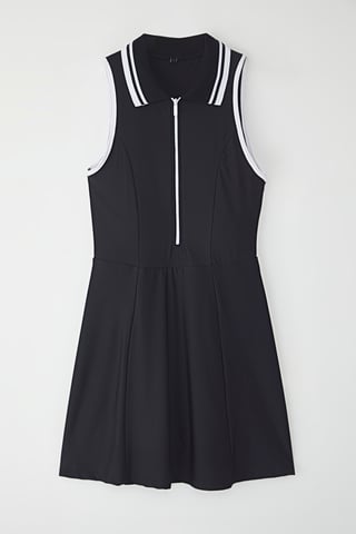 Damen Marineblau Gestreiftes Ärmelloses Mini Sportkleid