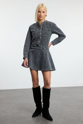 Damen Mini-Kleid mit Struktur, lang, elegant/abendlich, normal