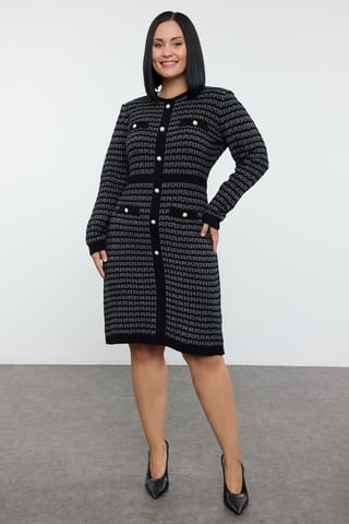 Curve Damen Kariert Mini LONG Freizeitkleid in Übergröße