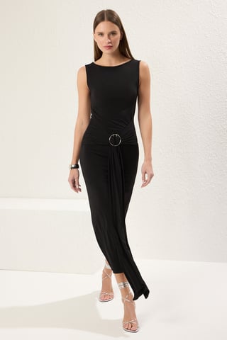 Ärmelloses, gerades, tailliertes Midi-Kleid für Damen, lässig/alltagstauglich