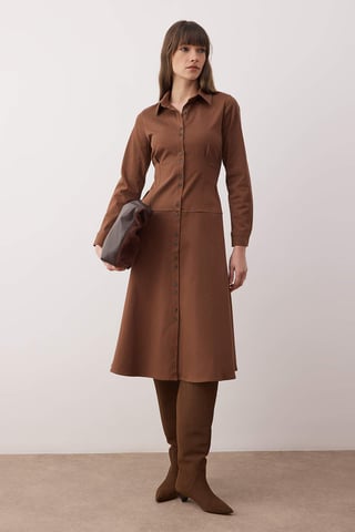 Gerades, mittellanges Hemdkleid für Damen, lässig/alltagstauglich