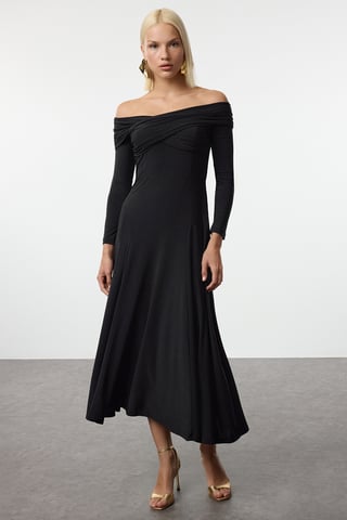 Gerade geschnittenes, ärmelloses, tailliertes Cocktailkleid für Damen in Midi-Länge