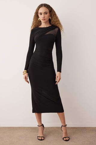 Unifarbenes, mittellanges Cocktailkleid für Damen