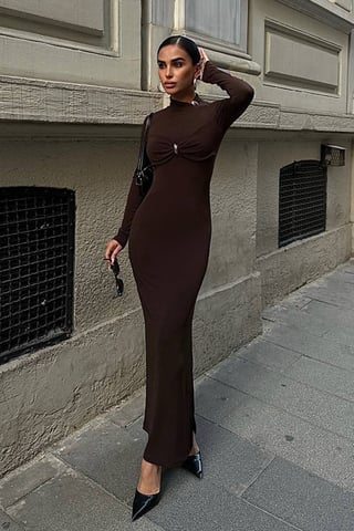 Elegantes, figurbetontes Midi-Kleid für Damen, gerade geschnitten, lang, für den Abend