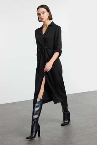 Damen-Midikleid, lang, gerade geschnitten, lässig/alltagstauglich