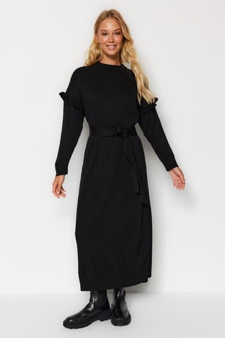 Langes, einfarbiges, lässiges, modisches Kleid für Damen in normaler Passform